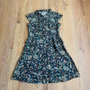 The Territory Ahead Floral Midi Dress Linen Earthy Festival Boho Teal 10